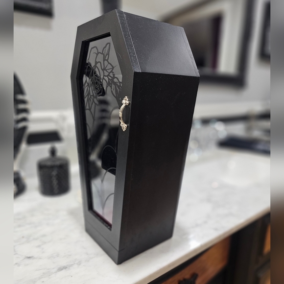 RARE Dolls Kill Home Goth Black Spiderweb Rose Black Eternal Coffin Jewelry Box - Picture 13 of 16